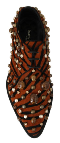 Thumbnail for Tiger Pattern Crystal Embellished Flats