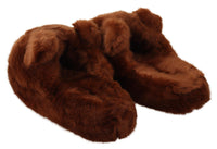 Thumbnail for Teddy Bear Embellished Brown Loafers