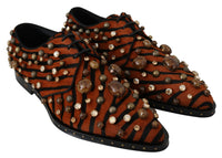 Thumbnail for Tiger Pattern Crystal Embellished Flats