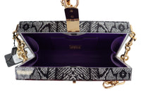 Thumbnail for Gray Resin Dolce Box Clutch with Gold Details