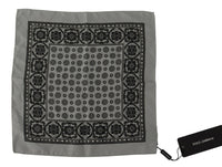 Thumbnail for Grey Patterned Square Mens Handkerchief Silk Scarf