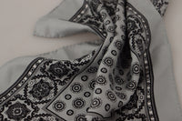 Thumbnail for Grey Patterned Square Mens Handkerchief Silk Scarf