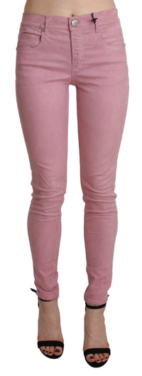 Thumbnail for Chic Pink Mid Waist Skinny Jeans