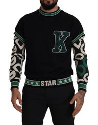 Thumbnail for Regal Crewneck Pullover Sweater - Black & Green