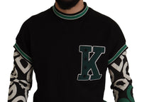 Thumbnail for Regal Crewneck Pullover Sweater - Black & Green