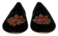 Thumbnail for Black DG Sacred Heart Patch Slip On Flat Shoes