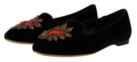 Thumbnail for Black DG Sacred Heart Patch Slip On Flat Shoes