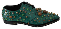Thumbnail for Emerald Leather Dress Shoes with Crystal Accents