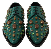 Thumbnail for Emerald Leather Dress Shoes with Crystal Accents