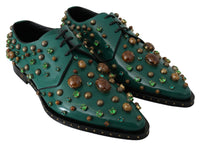 Thumbnail for Emerald Leather Dress Shoes with Crystal Accents