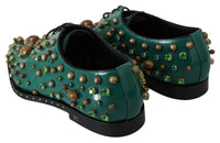 Thumbnail for Emerald Leather Dress Shoes with Crystal Accents