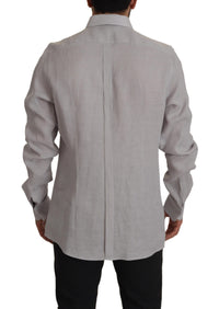 Thumbnail for Elegant Grey Slim Fit Linen Shirt
