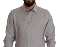Thumbnail for Elegant Grey Slim Fit Linen Shirt