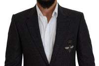 Thumbnail for Elegant Gray Single Breasted Wool Blazer