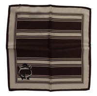 Thumbnail for Silk Striped Brown Square Men's Scarf