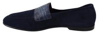Thumbnail for Elegant Blue Suede Leather Loafers