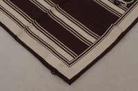 Thumbnail for Silk Striped Brown Square Men's Scarf