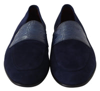 Thumbnail for Elegant Blue Suede Leather Loafers