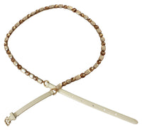 Thumbnail for Champagne Crystal Embellished Leather Belt