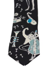 Thumbnail for Elegant Black Music Pattern Silk Neck Tie