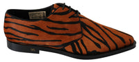 Thumbnail for Tiger Pattern Dress Shoes with Pony Hair