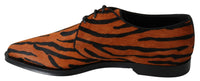 Thumbnail for Tiger Pattern Dress Shoes with Pony Hair