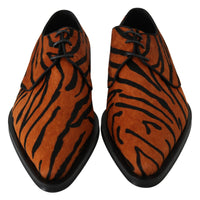 Thumbnail for Tiger Pattern Dress Shoes with Pony Hair