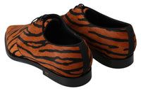 Thumbnail for Tiger Pattern Dress Shoes with Pony Hair