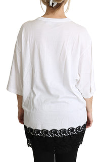 Thumbnail for White Angel Print Cotton Round Neck Shirt Tops