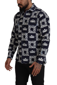 Thumbnail for Elegant Slim Fit Blue Crown Shirt