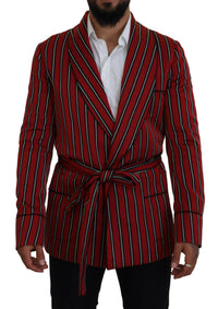 Thumbnail for Elegant Red Striped Long Robe Luxury Wear