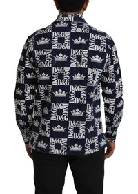 Thumbnail for Elegant Slim Fit Blue Crown Shirt