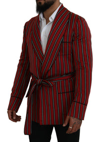 Thumbnail for Elegant Red Striped Long Robe Luxury Wear