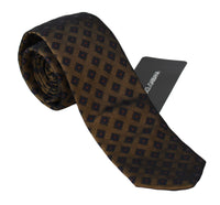 Thumbnail for Elegant Brown Patterned Silk Blend Necktie