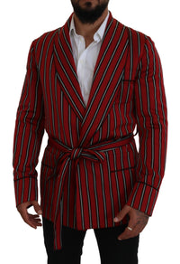 Thumbnail for Elegant Red Striped Long Robe Luxury Wear