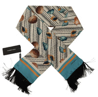 Thumbnail for Multicolor Seashells DG Print Silk Shawl Fringe Scarf