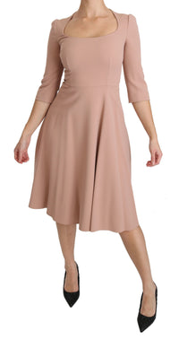 Thumbnail for Elegant Light Pink A-Line Knee Length Dress