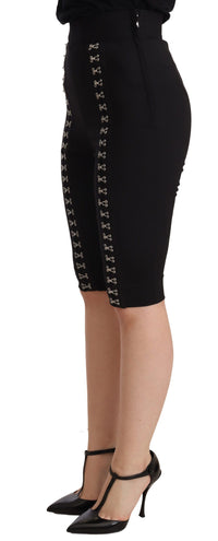Thumbnail for Black Wool Stretch Slim Fit High Waist Shorts