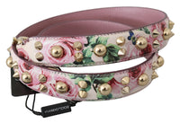 Thumbnail for Chic Floral Pink Leather Shoulder Strap