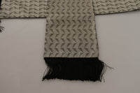 Thumbnail for Black Grey Geometric Patterned Shawl Fringe