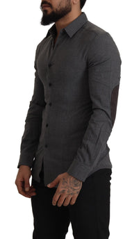 Thumbnail for Sleek Gray Cotton Casual Button Front Shirt