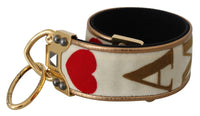 Thumbnail for Gold White Textile Leather AMORE Shoulder Strap