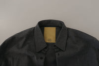 Thumbnail for Sleek Gray Cotton Casual Button Front Shirt