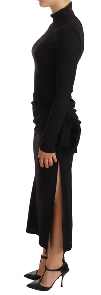 Thumbnail for Elegant Black Turtleneck Sheath Dress