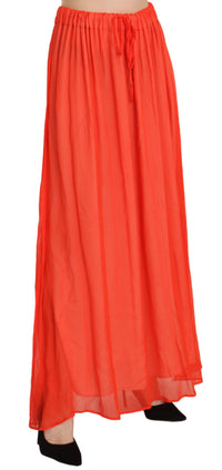 Thumbnail for Elegant Orange Pleated Maxi Skirt