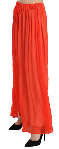 Thumbnail for Elegant Orange Pleated Maxi Skirt