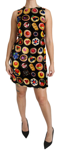Thumbnail for Chic Black Desserts Print Shift Mini Dress