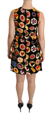 Thumbnail for Chic Black Desserts Print Shift Mini Dress