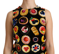 Thumbnail for Chic Black Desserts Print Shift Mini Dress