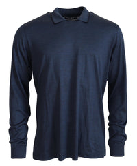 Thumbnail for Sophisticated Silk Polo Sweater in Blue